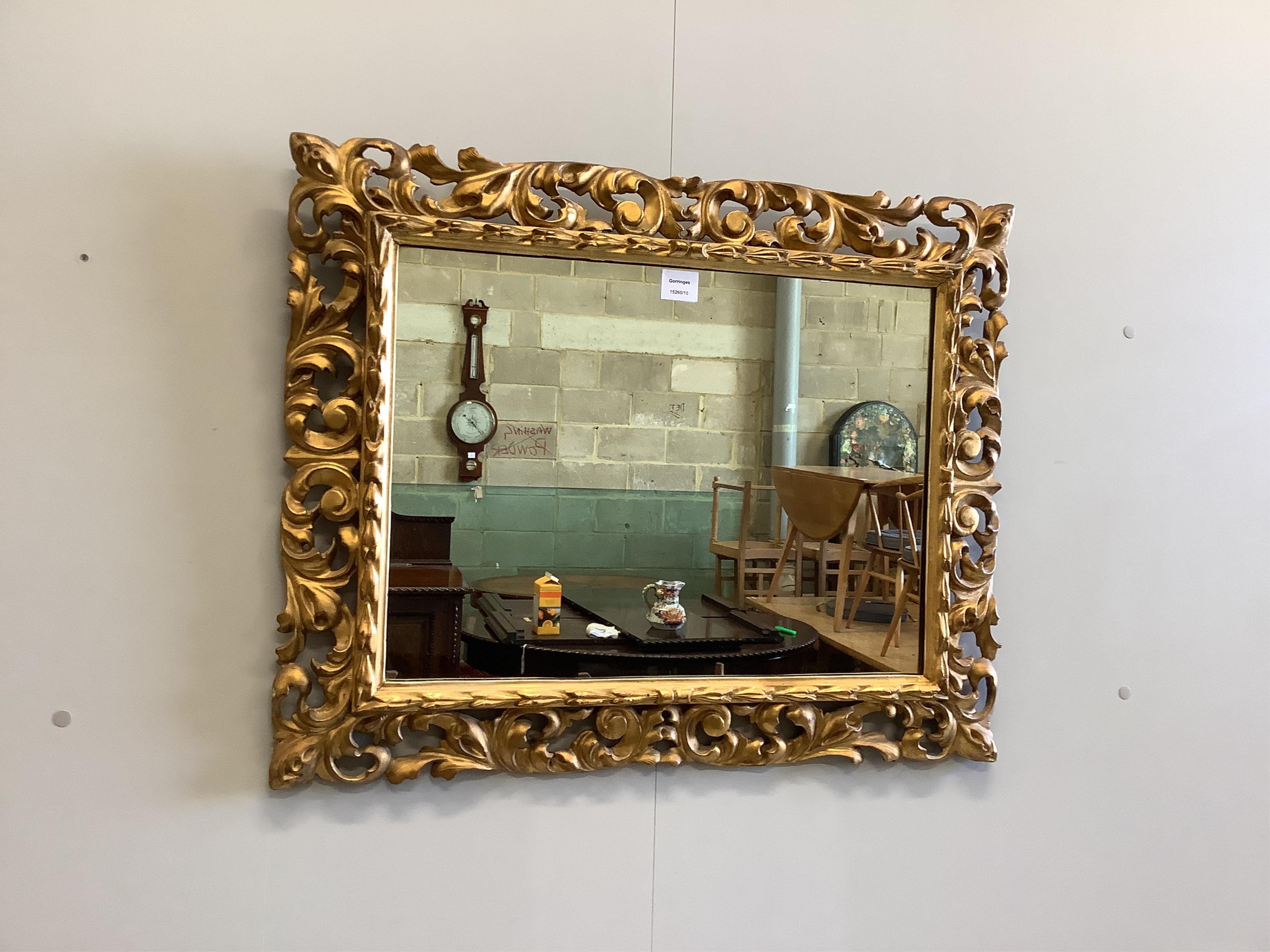 A rectangular gilt framed wall mirror, width 80cm, height 64cm. Condition - good